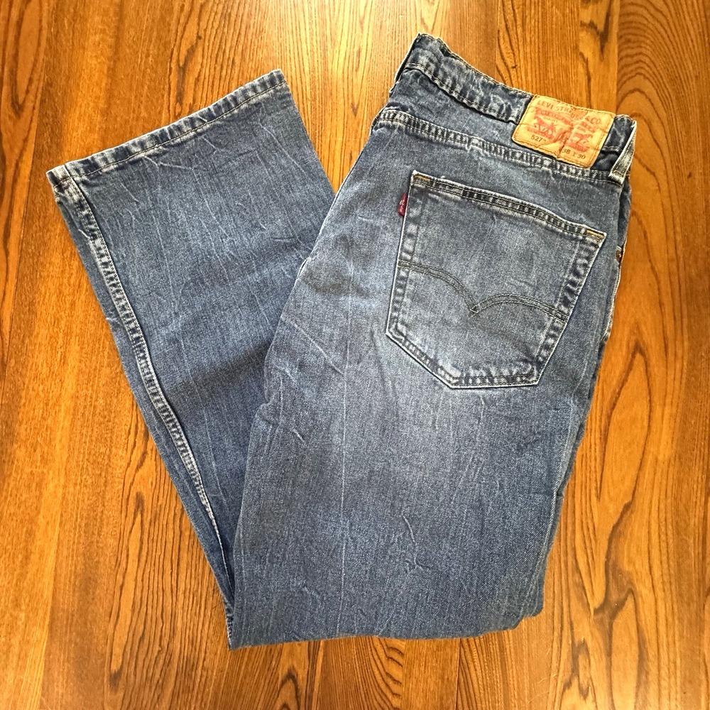 Levi's 527 Blue Boot Cut‎ Medium Wash Denim Jeans Size 37x29